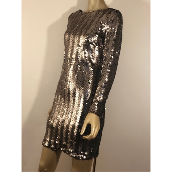 Adelyn Rae Herringbone Sequin Holiday Dress (S) - Picture 3 of 7